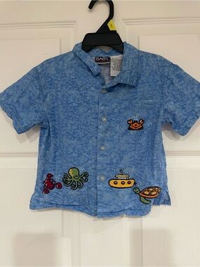 Baby Headquarters Blue Ocean Embroidered Button-Down Shirt 24 months